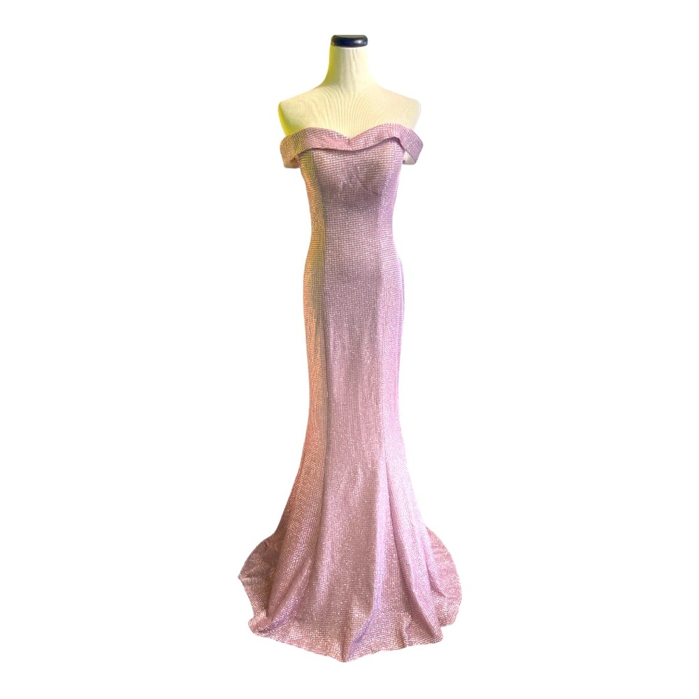 Elizabeth K by GLS glitter crate off shoulder evening dress S